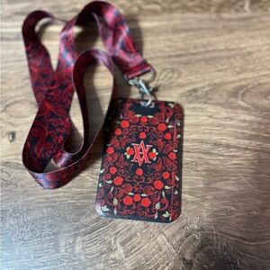 Stylish Red and Black Vampire Academy Lanyard with Card Holder